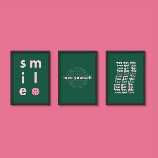Retro Positive Quote Print Set Of 3 | Motivational Typography Bright Colourful Graphic Design Poster A5 A4 A3 A2