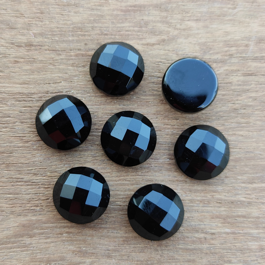 Black Onyx, Round Shape, Cut Gemstone 6 Mm To 35 Loose Calibrated Faceted Gemstone, Hand Cut, Flat Back, Bezel Setting, Aaa Grade Stone