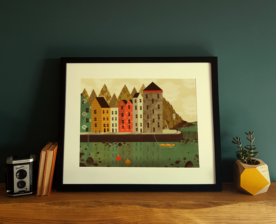 Portishead Marina Pier Illustration Poster A3
