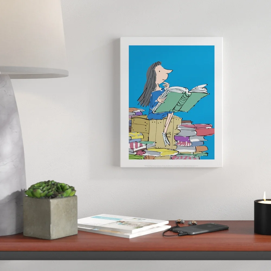 'Roald Dahl Matilda with Books' Graphic Art Print