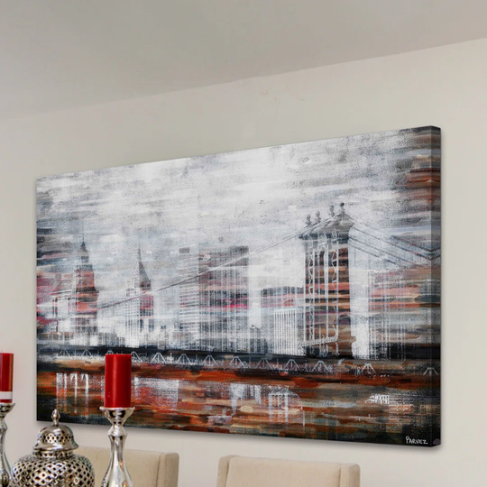 "Brooklyn Bridge View" Graphic Art Wrapped on Canvas