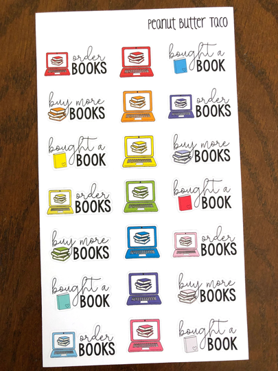 Order Books Planner Stickers - Buy Bookworm Reading Book Shopping Lover