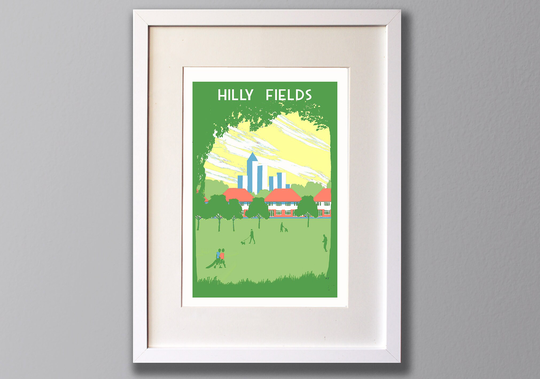 Hilly Fields, Brockley, A3 Screen Print | UnFramed