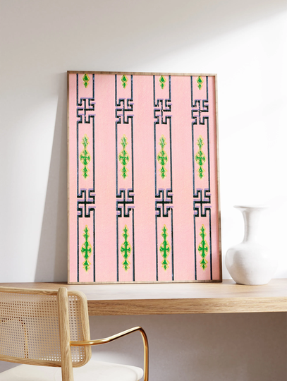 Japanese Abstract Woodblock Poster, Art Print, Graphical Design, Shapes Shima Shima, Textile Asian Art, A1/A2/A3/A4