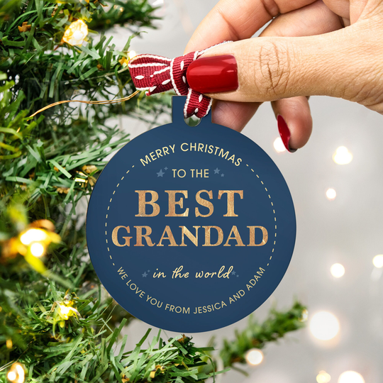 Personalised Best Grandad Christmas Bauble - Custom For Stocking Filler Grandpa