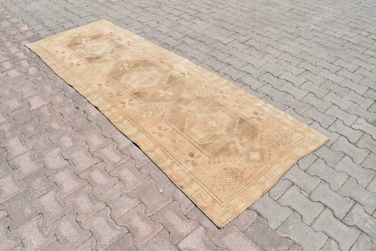 3x9 Pastel Runner Rug, 3x9 Vintage Runner Rug, 3x9 Turkish Rug, Hallway Corridor Rug, Runners Wool Rug, 3'1x9'3 Ft, 672-K