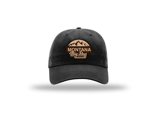 Montana Black Dad Cap | Iconic Collection | Genuine Leather Patch Adjustable Closure Ball Hat Great Gift Fashion