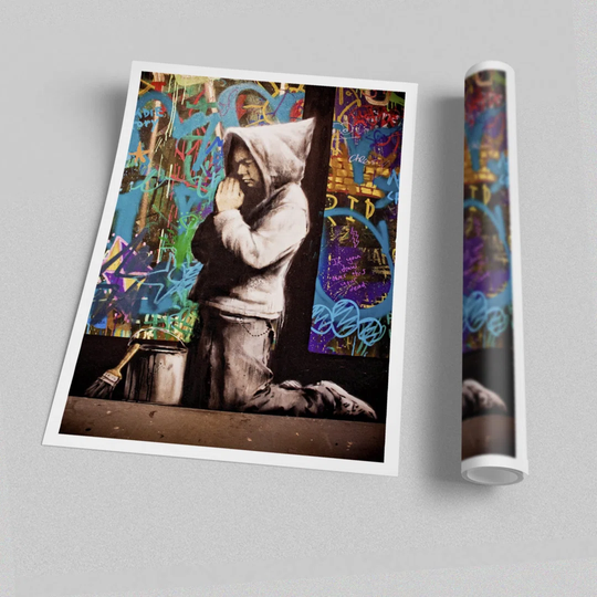 Graffiti Pray - Graphic Art Print on Paper