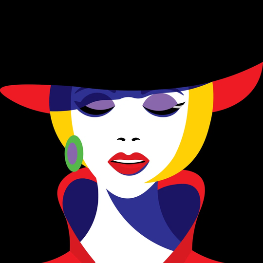 Girl in Hat in Pop Art Style - Wrapped Canvas Graphic Art