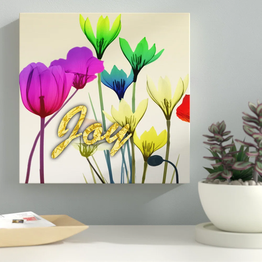 Floral Calm Pop Joy - Wrapped Canvas Graphic Art Print on Canvas