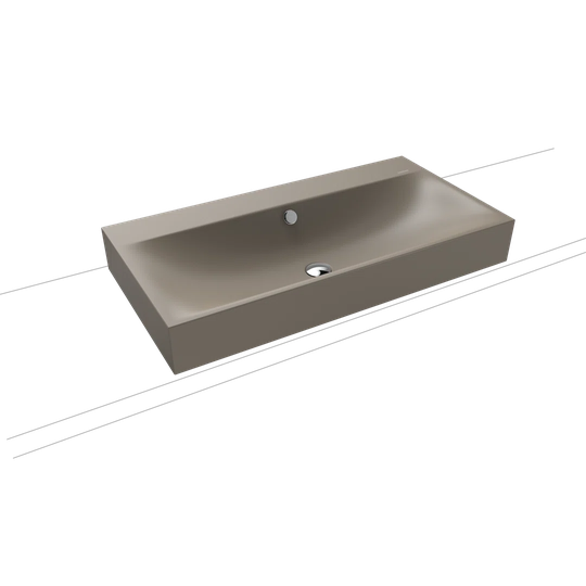 Warm Grey Steel Enamel Rectangular Countertop Bathroom Sink