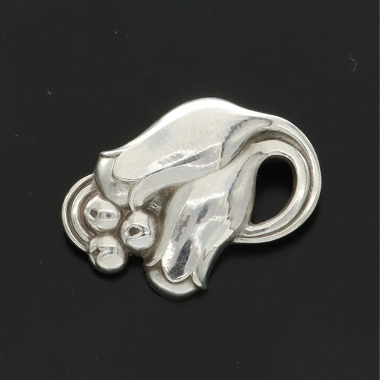 Georg Jensen Brooch - Danish Sterling Silver Foliate in The Form Of A Tulip, #100 | Georg Jensen, Denmark C1947 Free Delivery