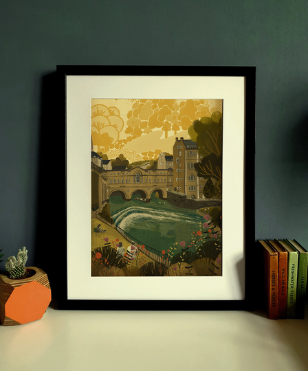 Bath Pulteney Bridge Illustration Print A3
