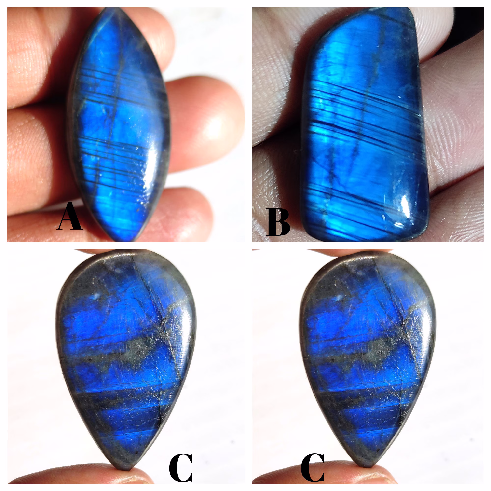 Labradorite Cabocohn Stone, Blue Flashy Gemstone, Mix Shape, Free Form, Natural Gems, Flat Back Gemstone, Healing Loose Gemstone For Jewelry