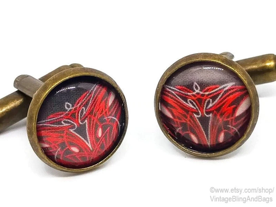 Handmade Cufflinks, Tattoo Wedding Bridegroom's Handmade Red Celtic Gifts For Him