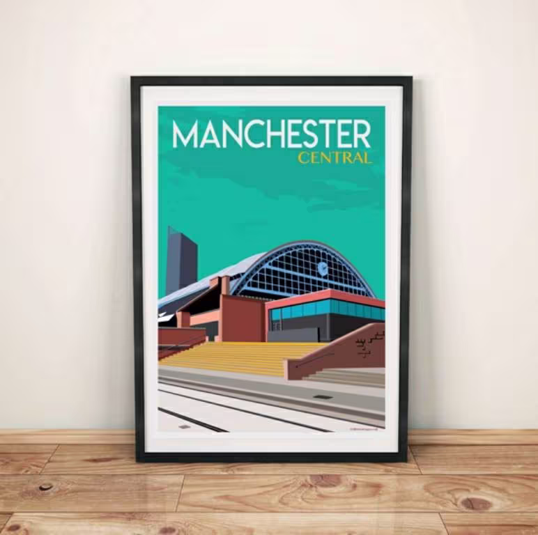 Manchester Central Station - Vintage Travel Art Print Poster