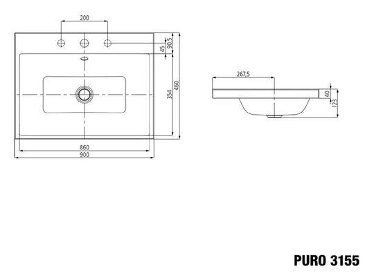 Puro washbasin (rim height 40mm)