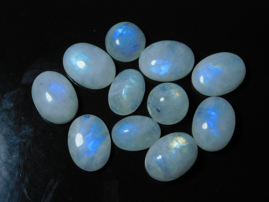 11 Piece Natural Lot Rainbow Moonstone Loose Cabochon Aaa Quality Gemstone Blue Fire Stone 91 Cts #2401