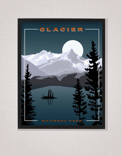 Glacier National Park, Montana | Art Deco Travel Poster