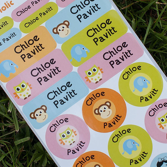 Zoo Animals Custom Object Name Labels - 88 & 18 Clear Films
