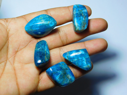 5Pcs. Natural Apatite Lot Gemstone Tumble, Tumble Cabochons, Hand Polished Loose Stone, Apatite Jewelry 370Ct