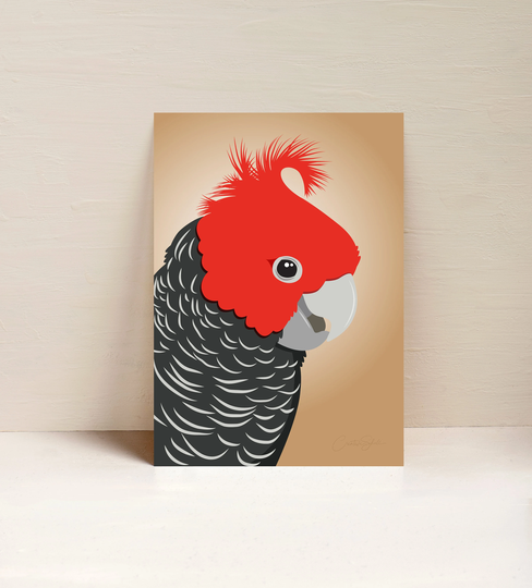 Gang Cockatoo Print, Parrot Australian Bird Wall Art, Digital Illustration