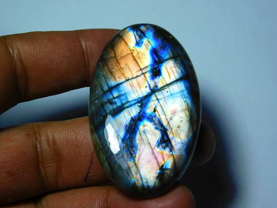 A++ Very Rare Purple Labradorite Spectrolite Cabochon, Gorgeous Color Flasy Fire Gemstone 142Cts. | 57x34mm