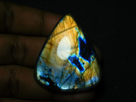 A++ Very Rare Purple Labradorite Spectrolite Cabochon, Gorgeous Color Flasy Fire Gemstone 105Cts. | 49x41mm
