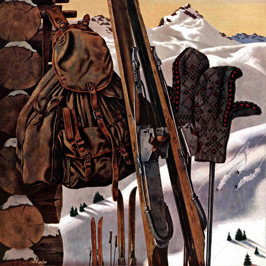 Ski Equipment Still Life by John Atherton - Wrapped Canvas Graphic Art Print