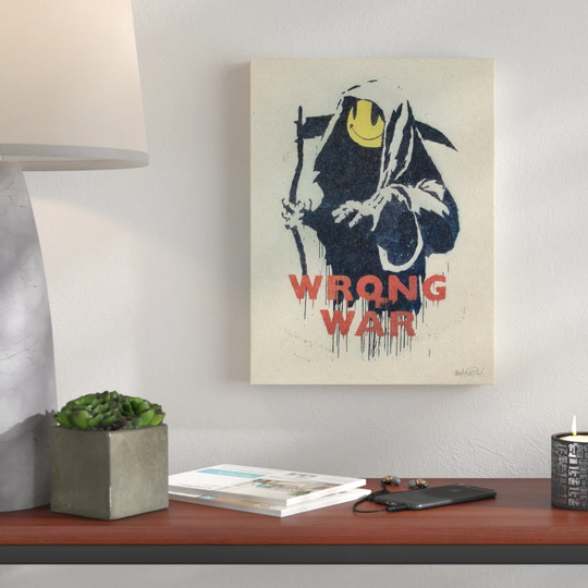 Wrong War by Banksy - Wrapped Canvas Graphic Art Print