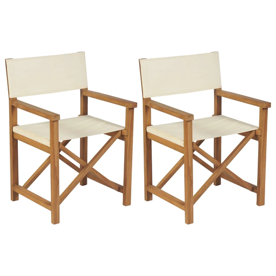 Folding Director''s Chairs 2 Pcs Solid Teak Wood
