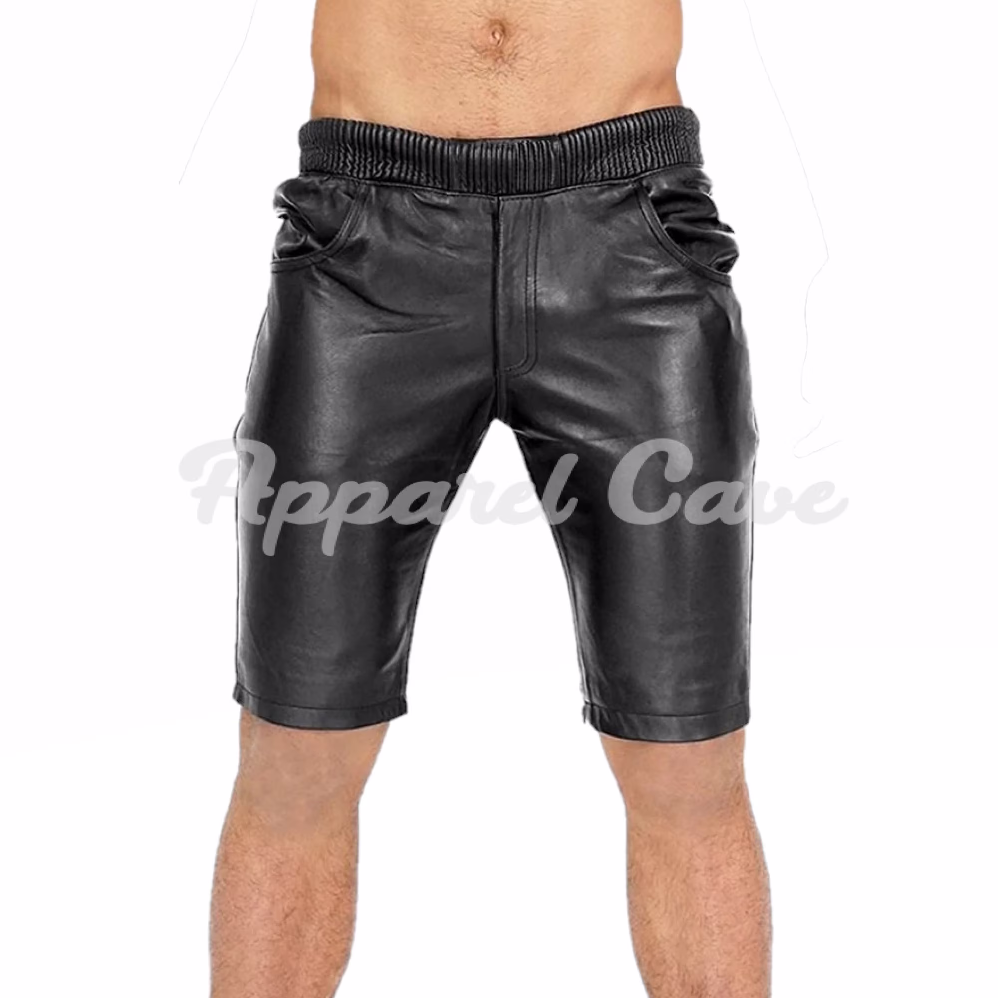 Simple Classic Fashion Black Leather Shorts For Men