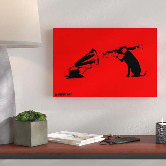 Dog with HMV Missile by Banksy - Wrapped Canvas Graphic Art Print