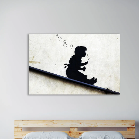 Bubble Girl I by Banksy - Wrapped Canvas Graphic Art Print