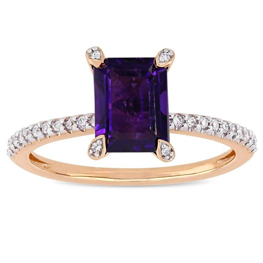 Natural Purple Amethyst Engagement Ring in Sterling Silver, Ring, Wedding Art Deco Gift For Her
