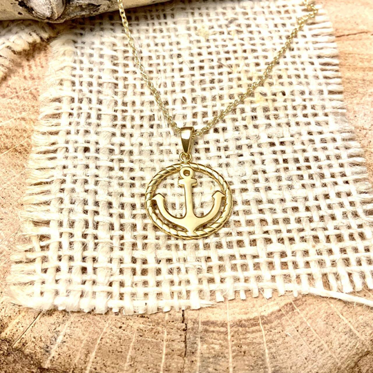 Good Vibe Anchor Summer Necklace No Coloration Stunning Trendy Must Have Fashionable Unique 14K Gold Vermeil Stackable Coin