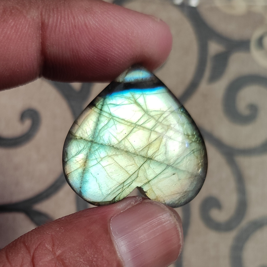 Heart Cabochon, Labradorite Gemstone 27x28 Mm Multi Color Cabs 37 Cts Loose Cabochon For Pendant Making Jewelry