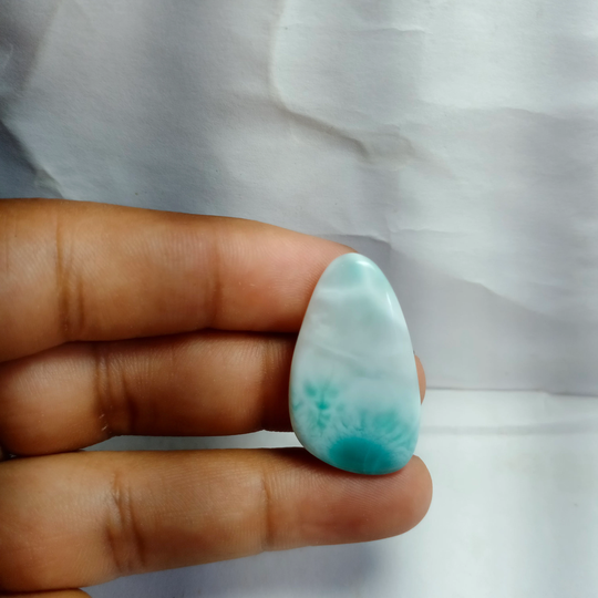 Natural Sky Blue Larimar Cabochon Top Quality Loose Stone Semi Precious Jewellery Making Gemstone 29 Ct. 33 X 19 Mm # A1804