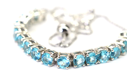 Malgache Neon Apatite Bracelet, Tennis Bracelet , Chain Stacking Bracelets, Birthstone December, Prong Set