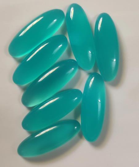 Long Oval Cabochon, Paraiba Chalcedony 7x14 Mm To 12x36 Calibrated Gemstone, Loose Cabochon Stone For Bezel Setting, Silver Jewelry Cabs