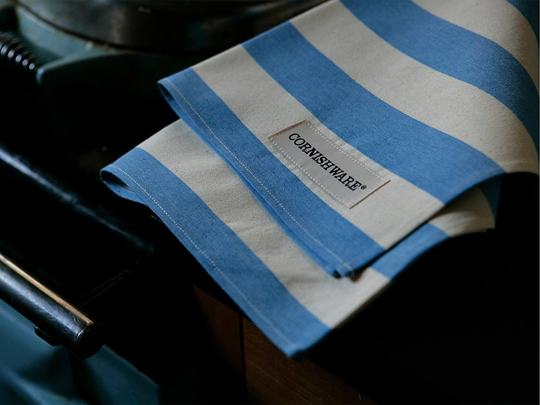 Superb Cornishware Blue & White Striped Tea Towels, 100% Cotton X 2 - Complete Your Kitchen Look Next Day Delivery Available