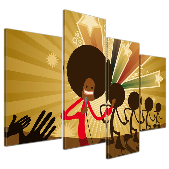 Retro Singer 4 Piece Graphic Art on Canvas