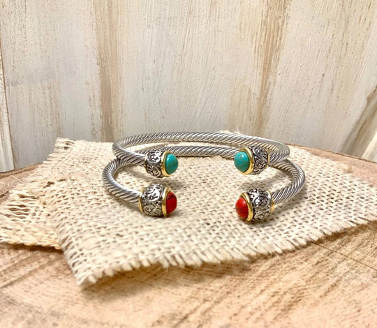 Class Cable Cuff Bracelet Natural Stone Every Day No Coloration 4mm Braided Twist Wire One Size Fit All Stackable Hot Fashion Trendy