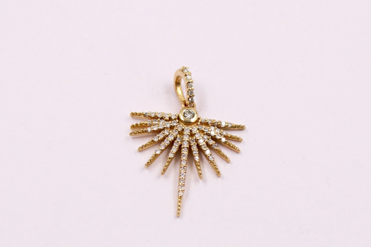 14K Gold Diamond Necklace/start Dating & Prom Night Gift/Unique Layering Necklace/Delicate Necklace/ Genuine Handmade Pave Pendant