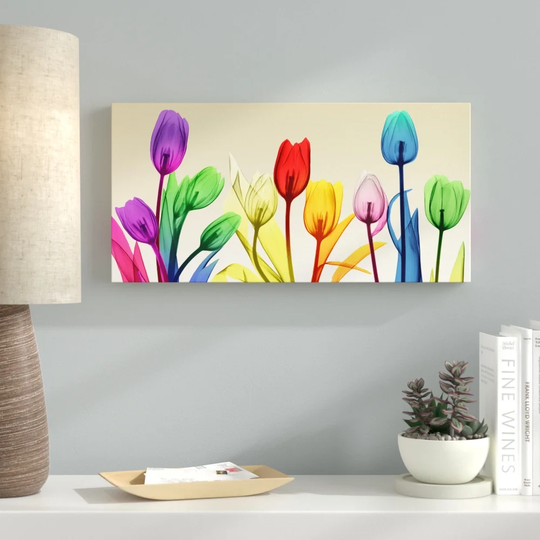 Floral Rainbow Splurge - Wrapped Canvas Graphic Art Print
