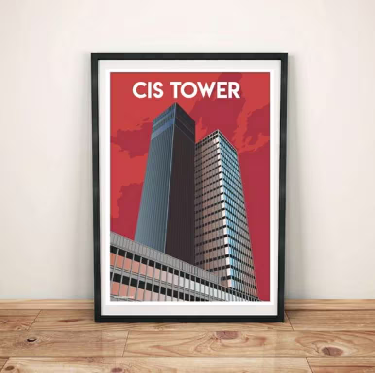 Manchester Cis Tower - Vintage Art Print Poster