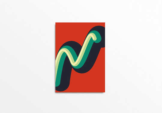 Worm Graphic Art Print in Retro Colours - Op Art, Mid Century Modern Style, Abstract & Contemporary