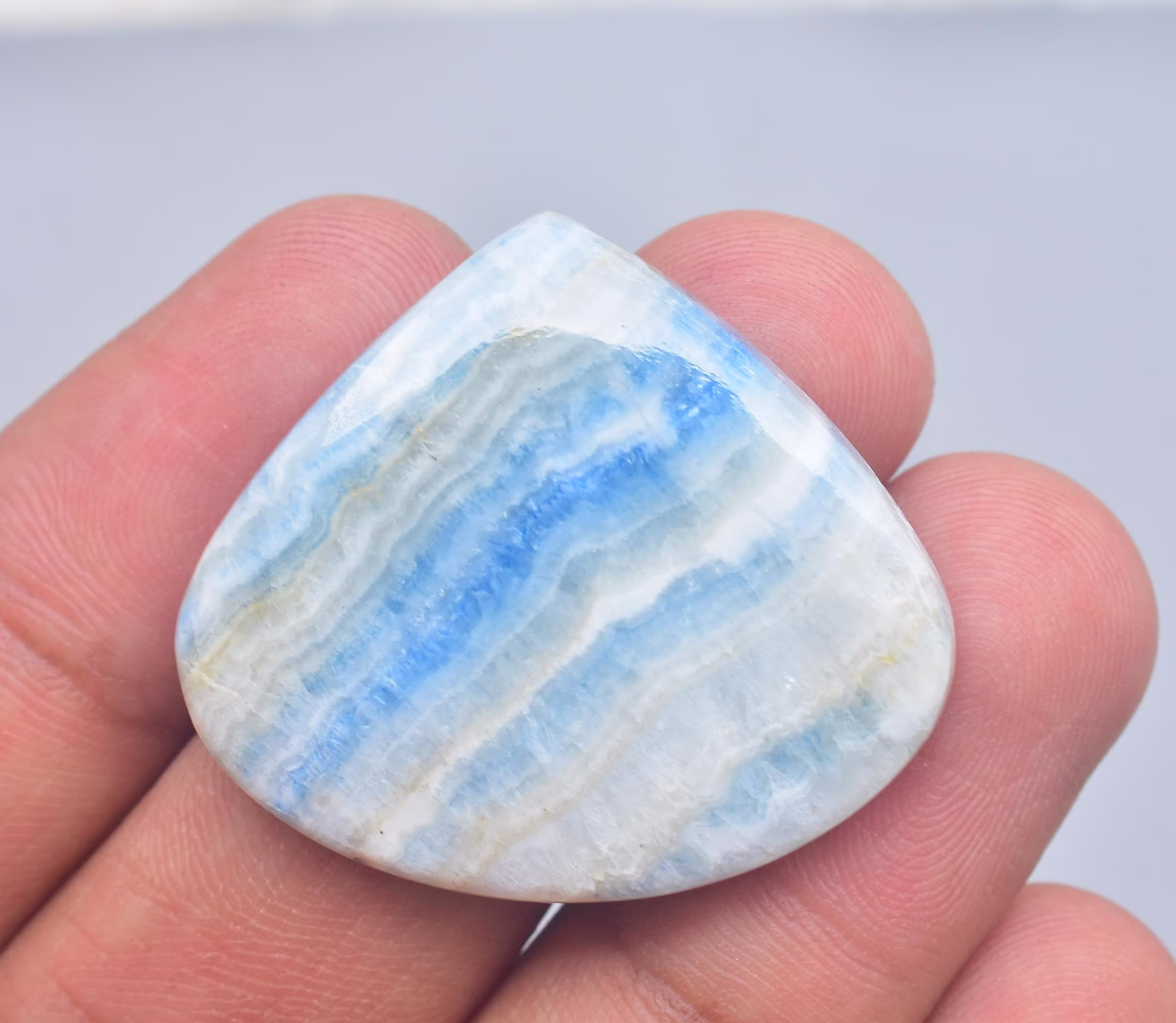 Top Grade Natural Scheelite Cabochon Blue Rhodocrosite Turkish Gemstone Pear Shape 55.70 Ct. 36x32x6 Mm. A - 159