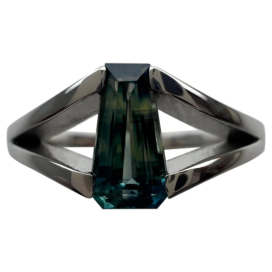 Itsit Bi Colour Green Blue Australian Sapphire Fancy Cut 18K White Gold Ring