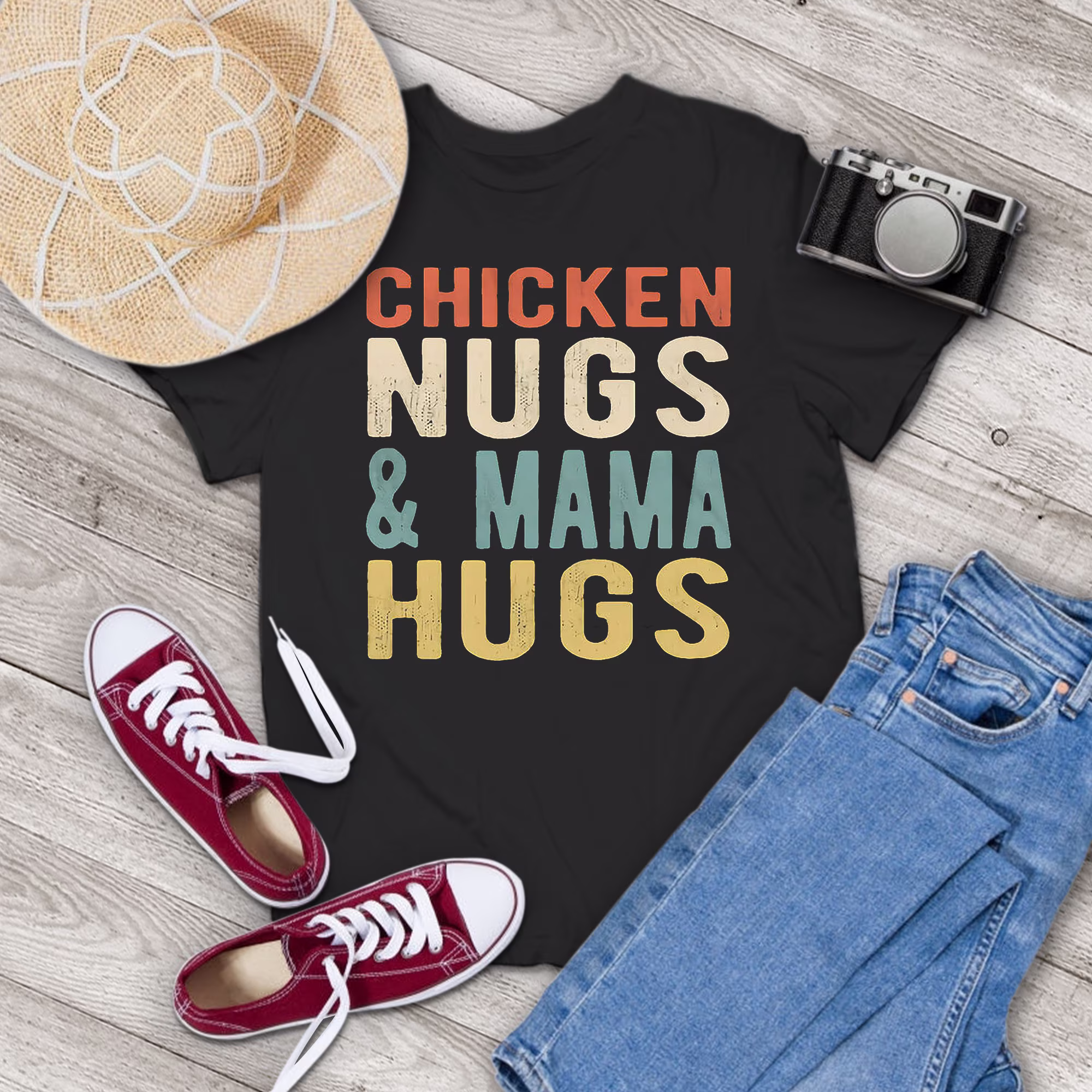 Chicken Nugs & Mama Hugs For Nugget Lover Vintage T-Shirt, Shirt, Gift Tee For You & Your Family